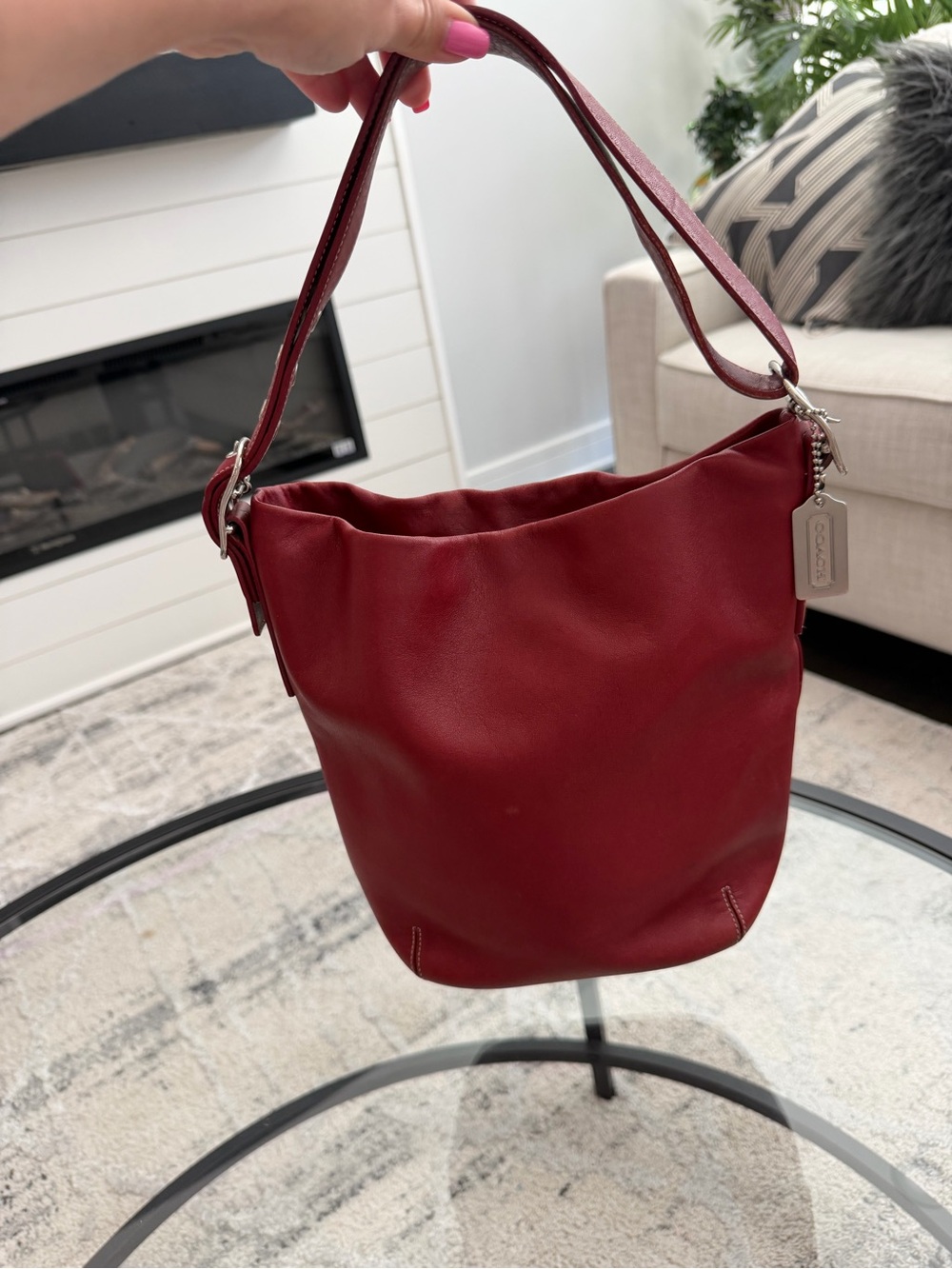 Coach Cherry Leather Hobo Shoulder Bag 9186